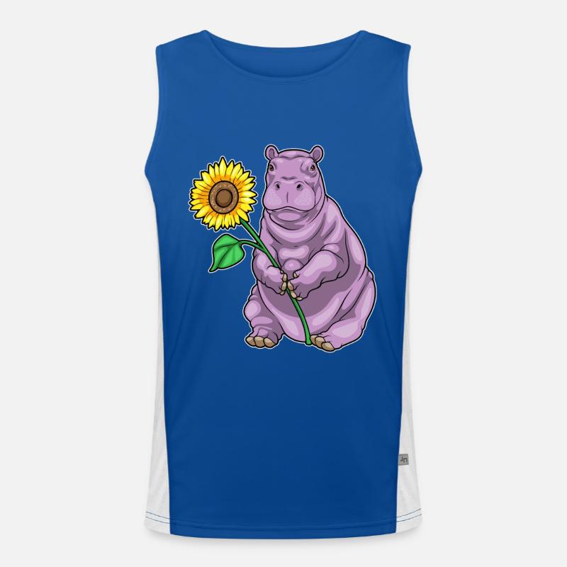 Nilpferd Sonnenblume Blumen Funktionelles Kontrast-Tank Top für Männer 