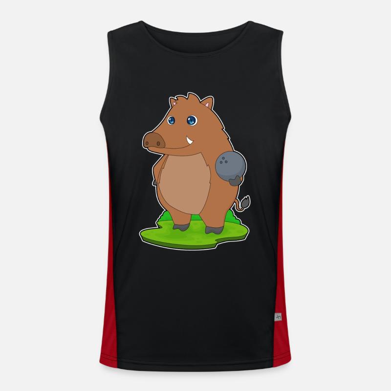 Boar Bowling Bowling Ball - Men's Functional Contrast Tank Top  - black/red