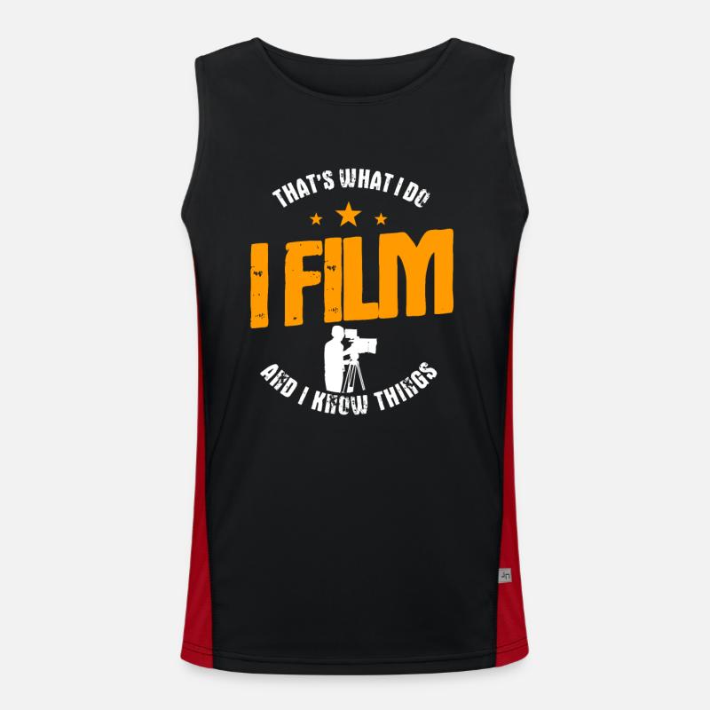 camera operator - Men's Functional Contrast Tank Top  - black/red
