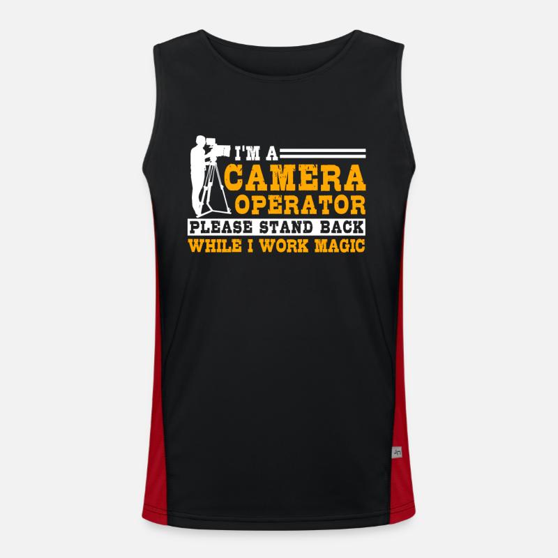 camera operator - Men's Functional Contrast Tank Top  - black/red