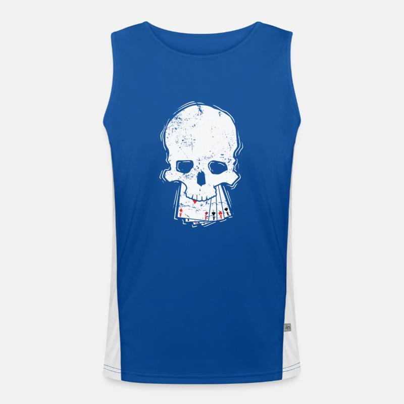 Totenkopf mit Karten Skat oder Poker Kartenspiel Funktionelles Kontrast-Tank Top für Männer 
