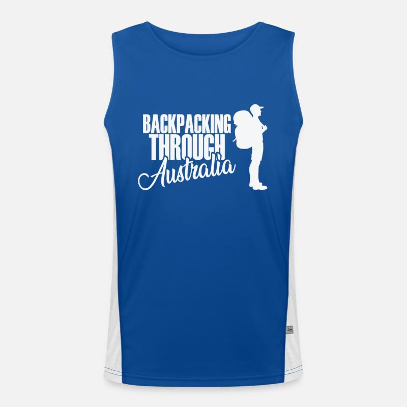 Backpacking through Australia Abenteuer Funktionelles Kontrast-Tank Top für Männer 