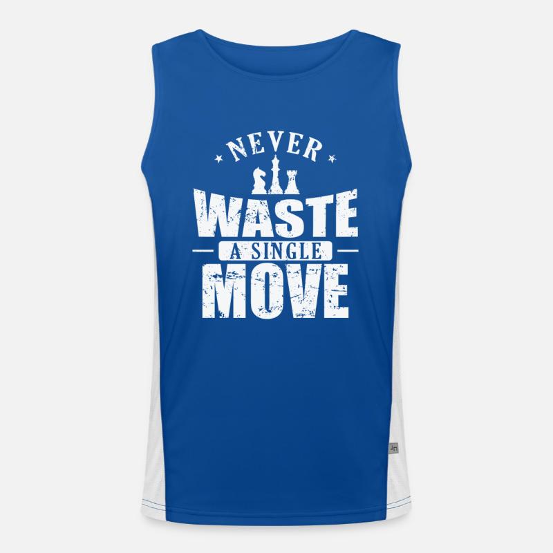 Never Waste a Single Move Schach Denksport Funktionelles Kontrast-Tank Top für Männer 