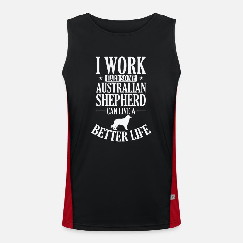 Je travaille dur pour mon berger australien Débardeur respirant contrasté Homme 