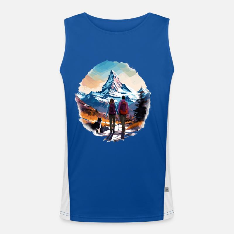 Zermatt, Matterhorn, Matterhorn, Wanderer Funktionelles Kontrast-Tank Top für Männer 