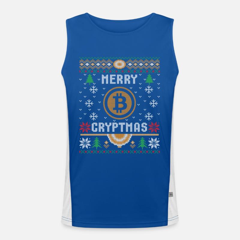Joyeux Noël Bitcoin Cryptmas Débardeur respirant contrasté Homme 
