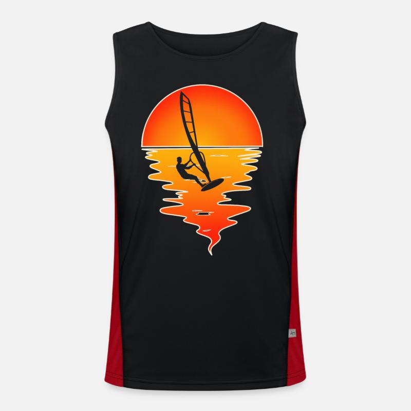 Windsurfing Windsurfer Windsurf - Men's Functional Contrast Tank Top  - black/red