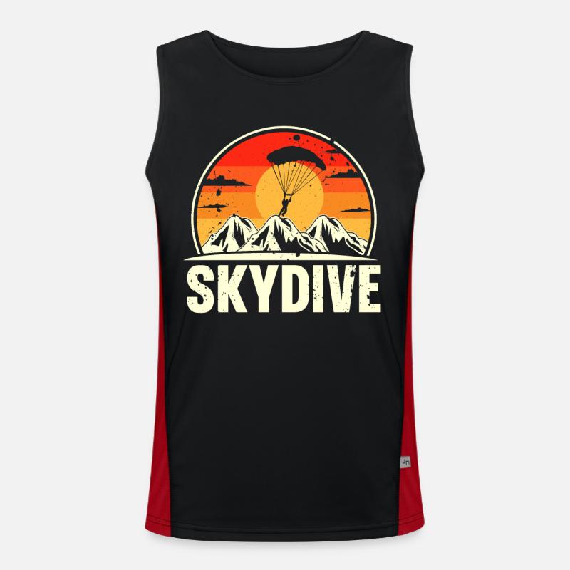 Skydiving Parachutists Parachute - Men's Functional Contrast Tank Top  - black/red