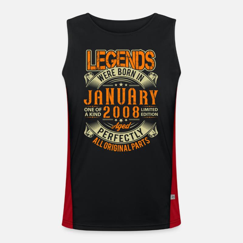 2008 Januar Geburtstag Legende Funktionelles Kontrast-Tank Top für Männer 