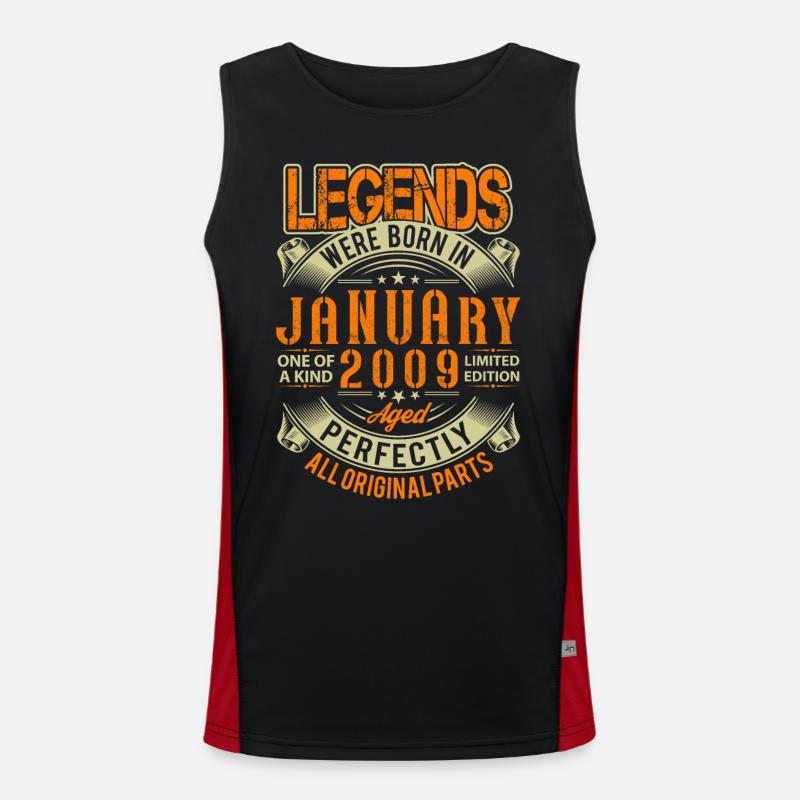 2009 Januar Geburtstag Legende Funktionelles Kontrast-Tank Top für Männer 