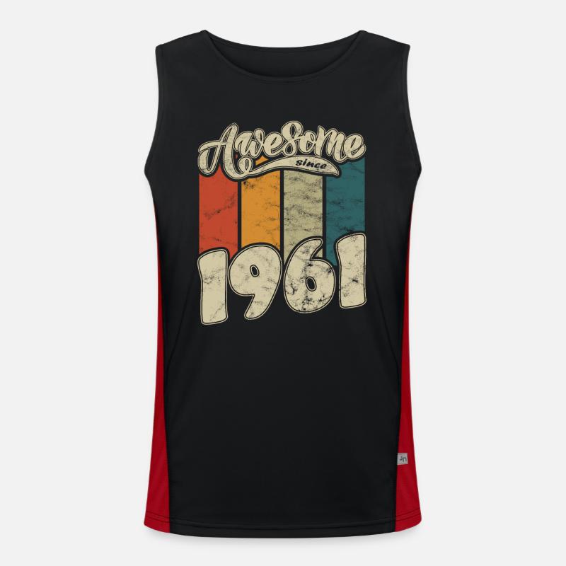1961 Geburtstag Awesome since Retro Funktionelles Kontrast-Tank Top für Männer 
