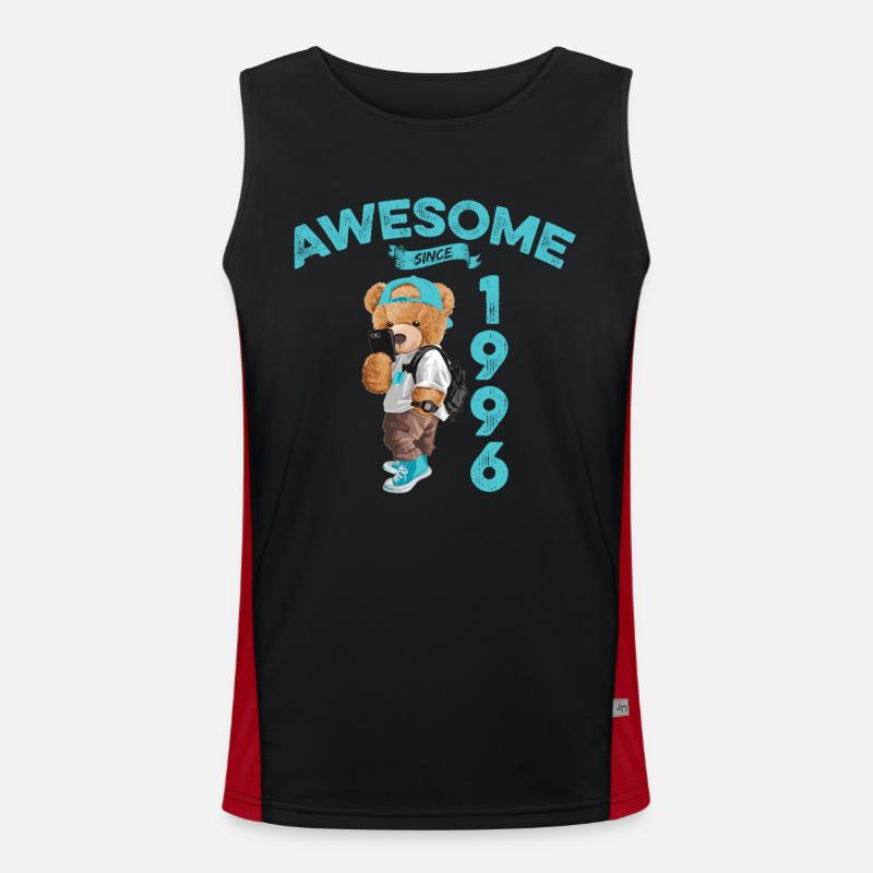 1996 Geburtstag Teddy Bär Awesome since Funktionelles Kontrast-Tank Top für Männer 