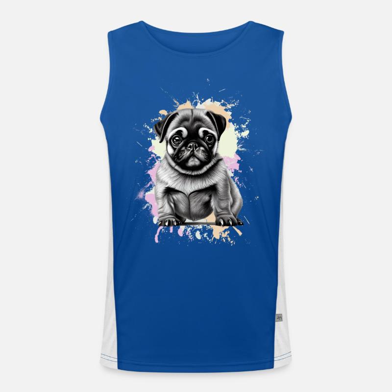 Mops Hund Funktionelles Kontrast-Tank Top für Männer 