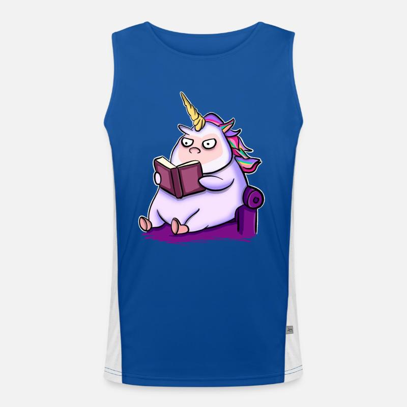 Einhorn Lesen Buch Bücher Funktionelles Kontrast-Tank Top für Männer 