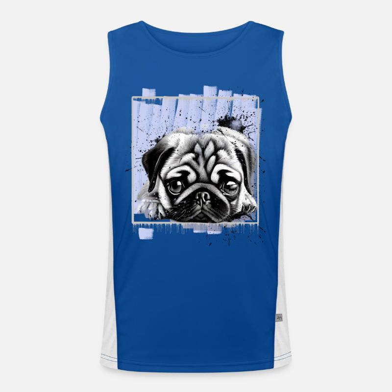 Mops Hund Funktionelles Kontrast-Tank Top für Männer 