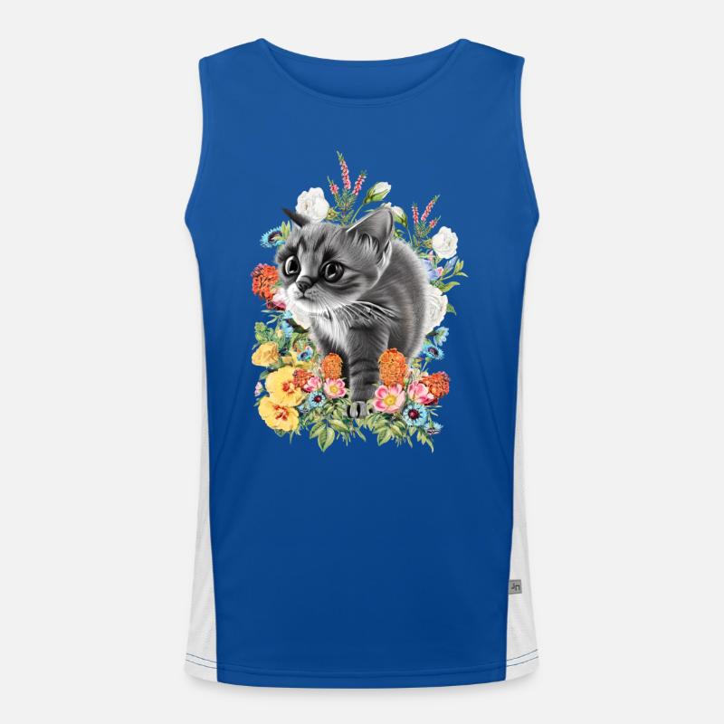 Katze Blumen Funktionelles Kontrast-Tank Top für Männer 