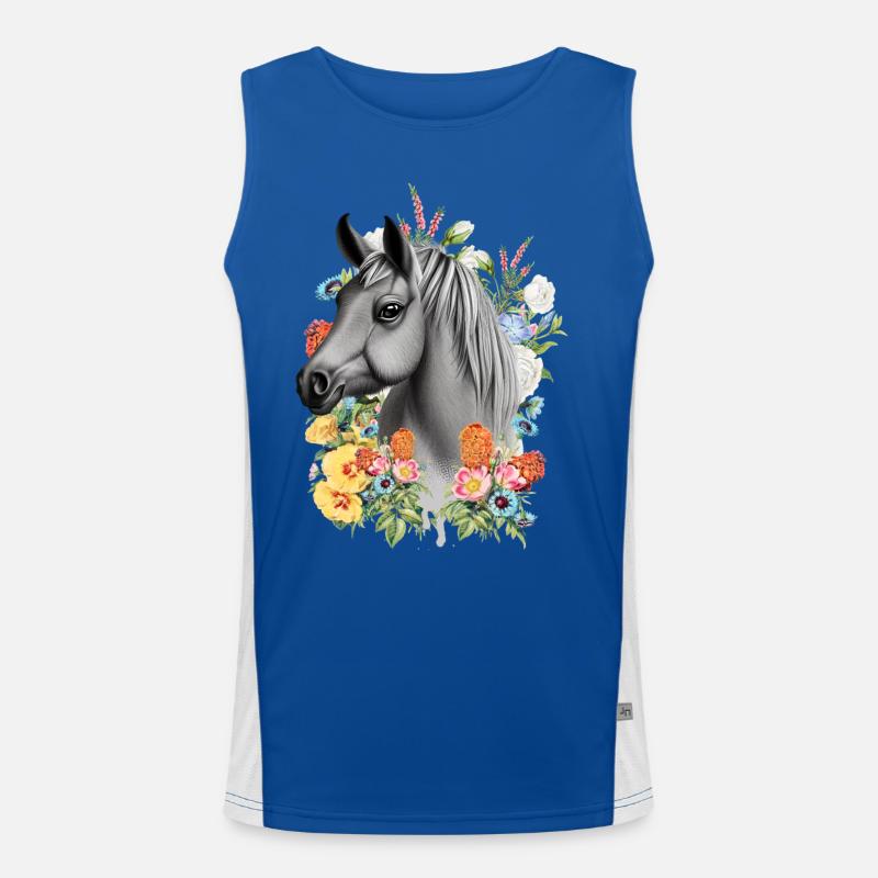 Pferd Blumen Funktionelles Kontrast-Tank Top für Männer 