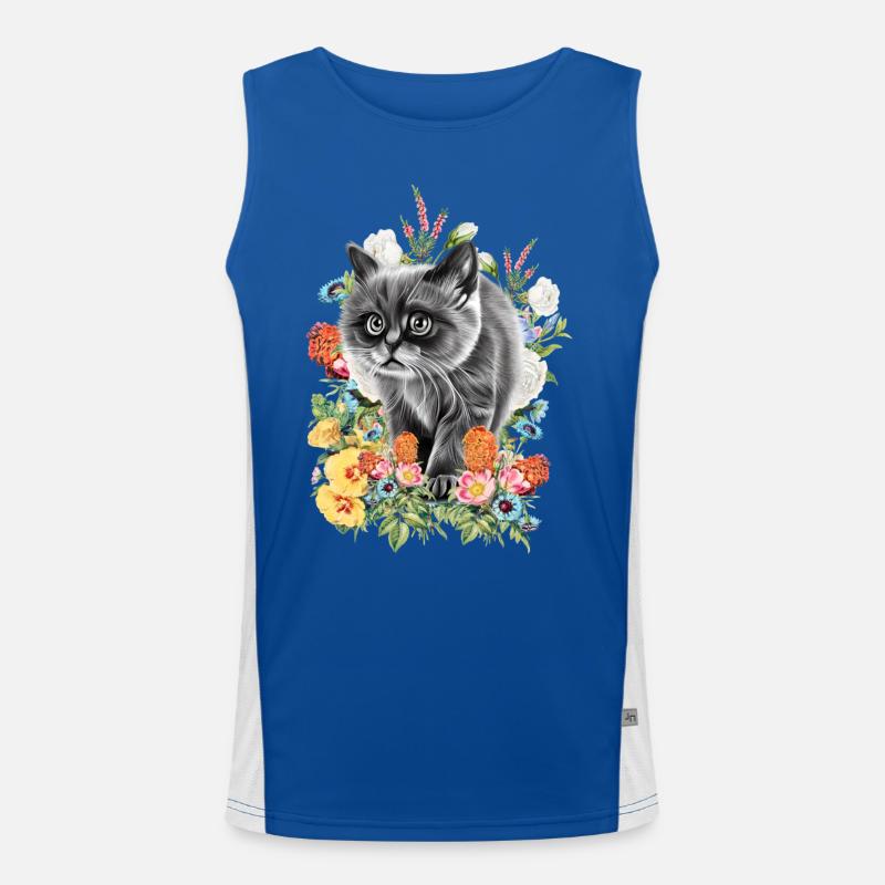Katze Blumen Funktionelles Kontrast-Tank Top für Männer 