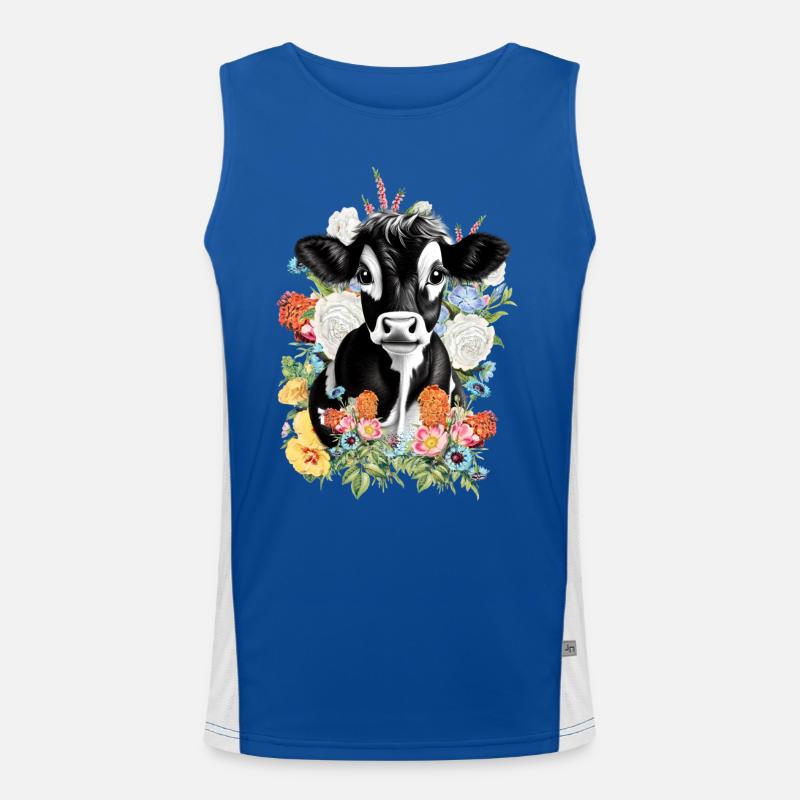 Kuh Blumen Funktionelles Kontrast-Tank Top für Männer 
