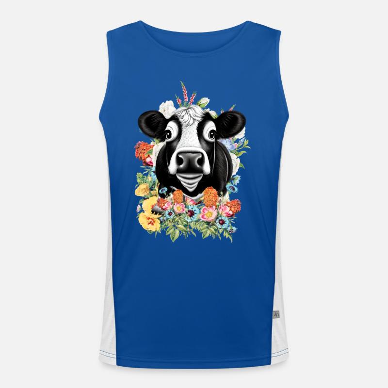Kuh Blumen Funktionelles Kontrast-Tank Top für Männer 