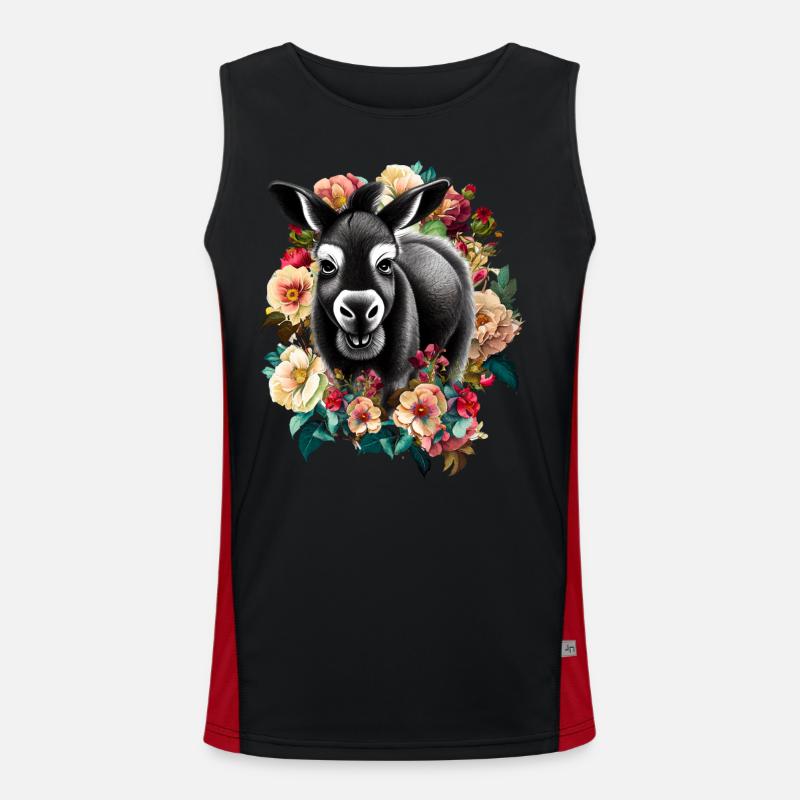 Esel Blumen Funktionelles Kontrast-Tank Top für Männer 