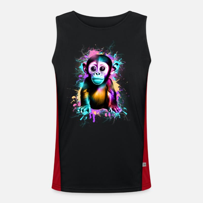 Monkey - Men's Functional Contrast Tank Top  - black/red