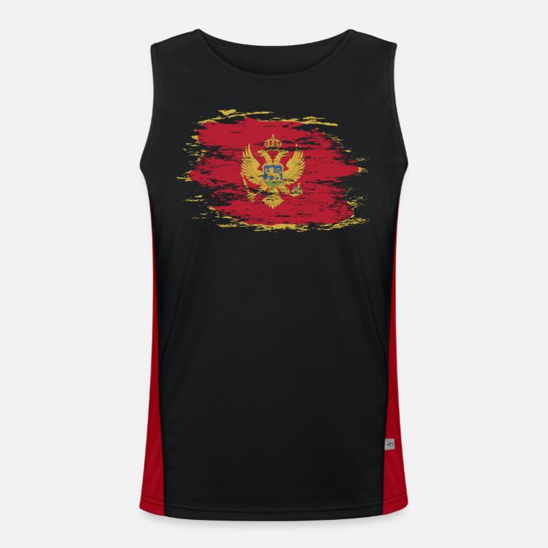 Montenegro Flagge used Funktionelles Kontrast-Tank Top für Männer 