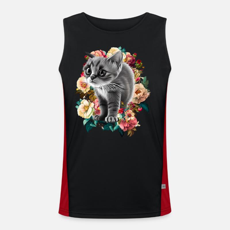Cat - Men's Functional Contrast Tank Top  - black/red
