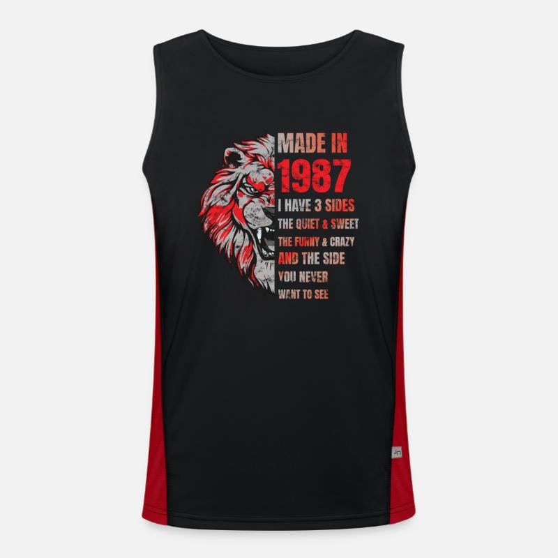 1987 Geburtstag Lion made in Funktionelles Kontrast-Tank Top für Männer 