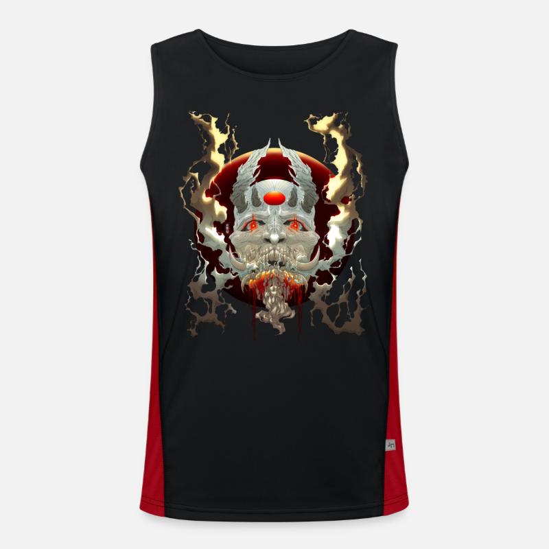 Oni Dämon Maske Funktionelles Kontrast-Tank Top für Männer 