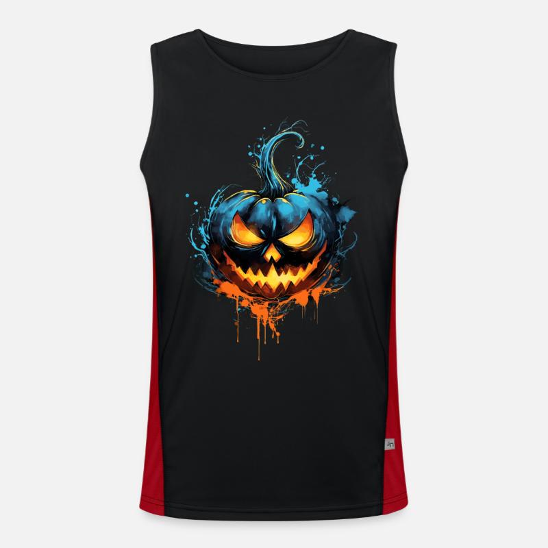 Halloween Jackolantern Pumpkin Shirt Design m/w/d Funktionelles Kontrast-Tank Top für Männer 