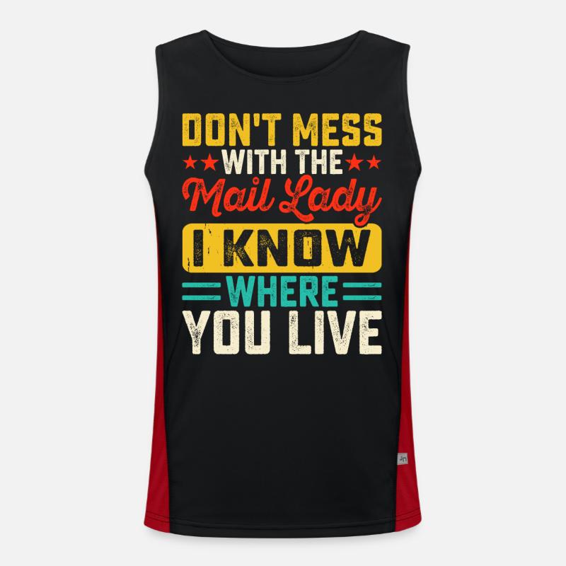 Postman Postman - Men's Functional Contrast Tank Top  - black/red