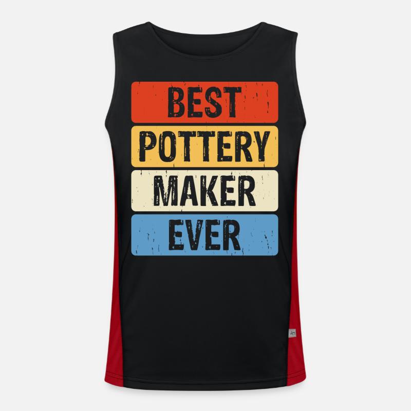 Pottery Pottery Pottery - Men's Functional Contrast Tank Top  - black/red