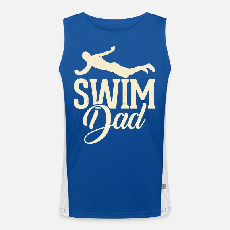 Schwimmen Schwimmer Papa Vater Funktionelles Kontrast-Tank Top für Männer 