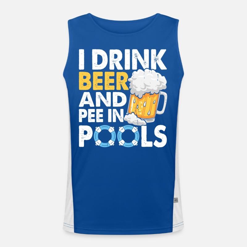 Swimming Float Beer Pool Men's Functional Contrast Tank Top 