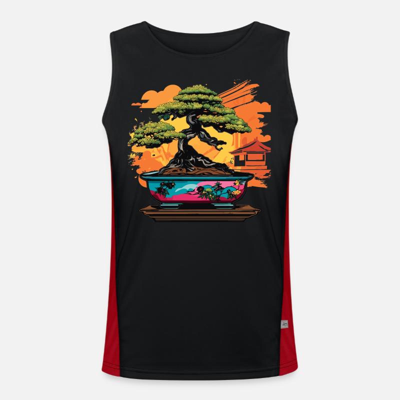 Japanese Bonsai Tree Men's Functional Contrast Tank Top 