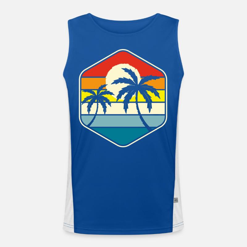 Palm Trees Retro Vintage Men's Functional Contrast Tank Top 