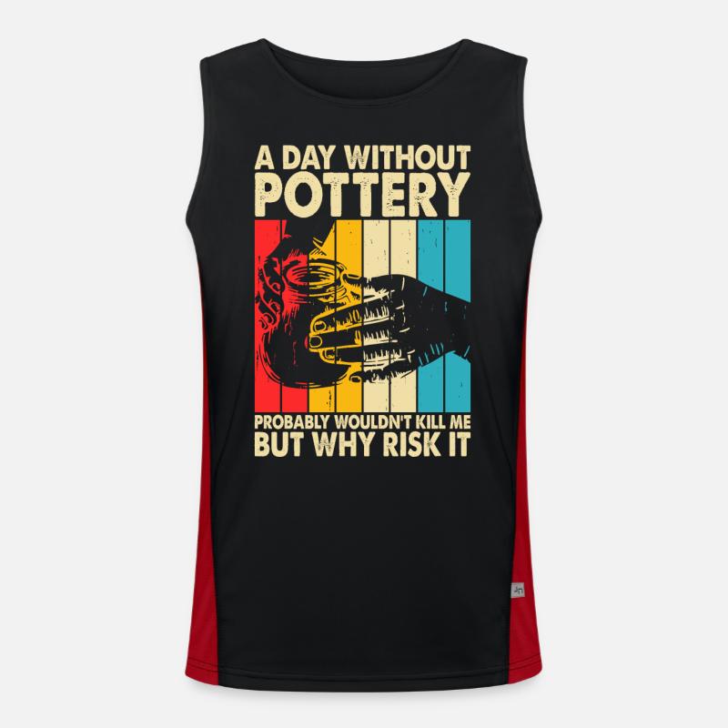 Pottery Pottery Pottery - Men's Functional Contrast Tank Top  - black/red