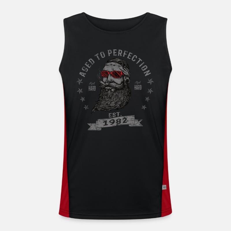1982 Geburtstag Aged to perfection Old Man Funktionelles Kontrast-Tank Top für Männer 