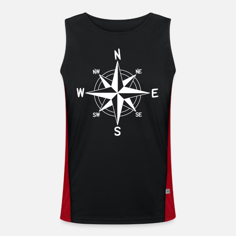 Wind Rose Compass Adventurousness - Men's Functional Contrast Tank Top - black/red