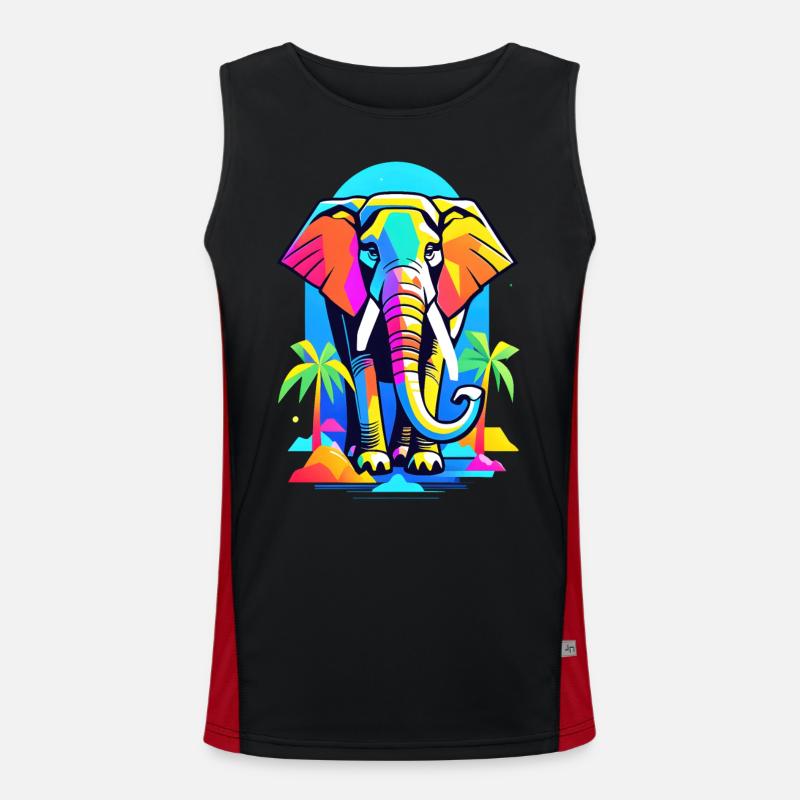 Éléphant coloré dans la conception de l’arc-en-ciel de la jungle Débardeur respirant contrasté Homme 