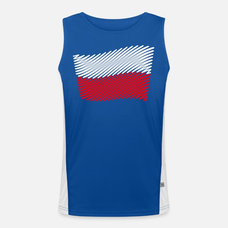 Poland Flag Scribble (White - Red) Men's Functional Contrast Tank Top 