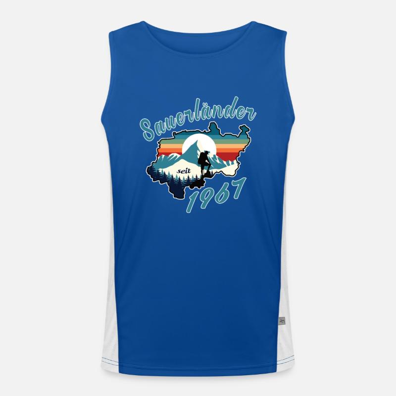 1967 Geburtstag Sauerländer Original Retro Sunset Funktionelles Kontrast-Tank Top für Männer 