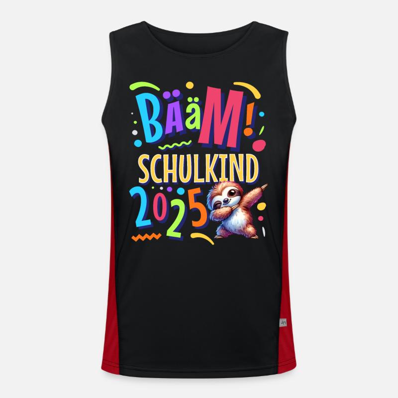 Bääm Schulkind 2025 Dabbing Faultier Funktionelles Kontrast-Tank Top für Männer 