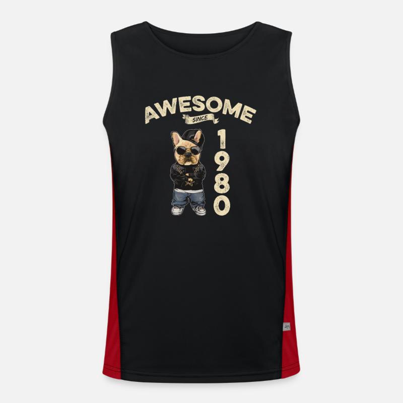1980 Geburtstag Awesome since Cool Dog Funktionelles Kontrast-Tank Top für Männer 