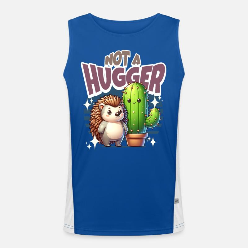 Hedgehog Cactus Not A Hugger Men's Functional Contrast Tank Top 