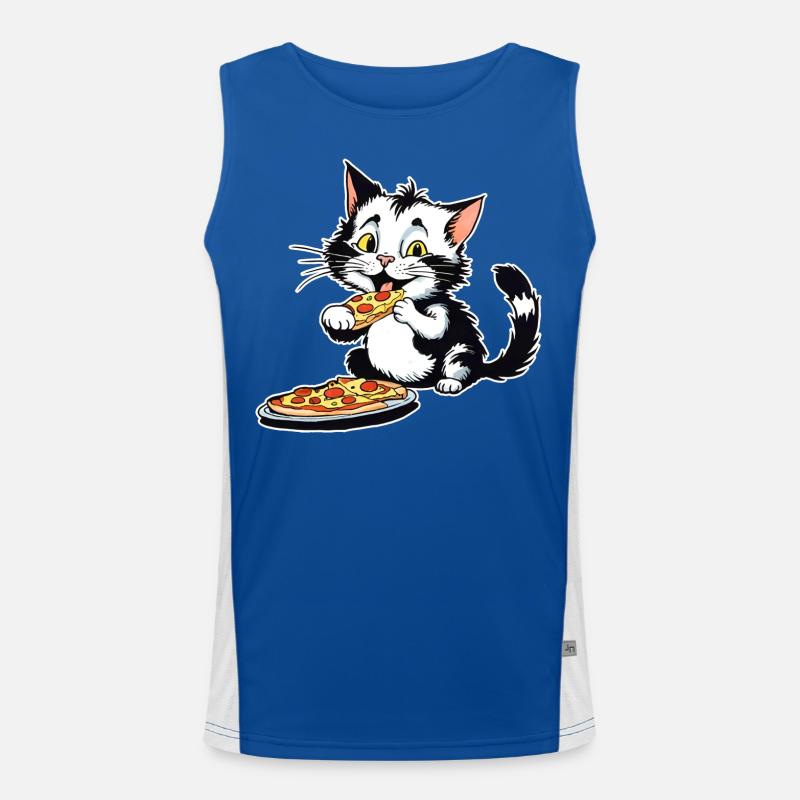 Le chat adore la pizza Débardeur respirant contrasté Homme 