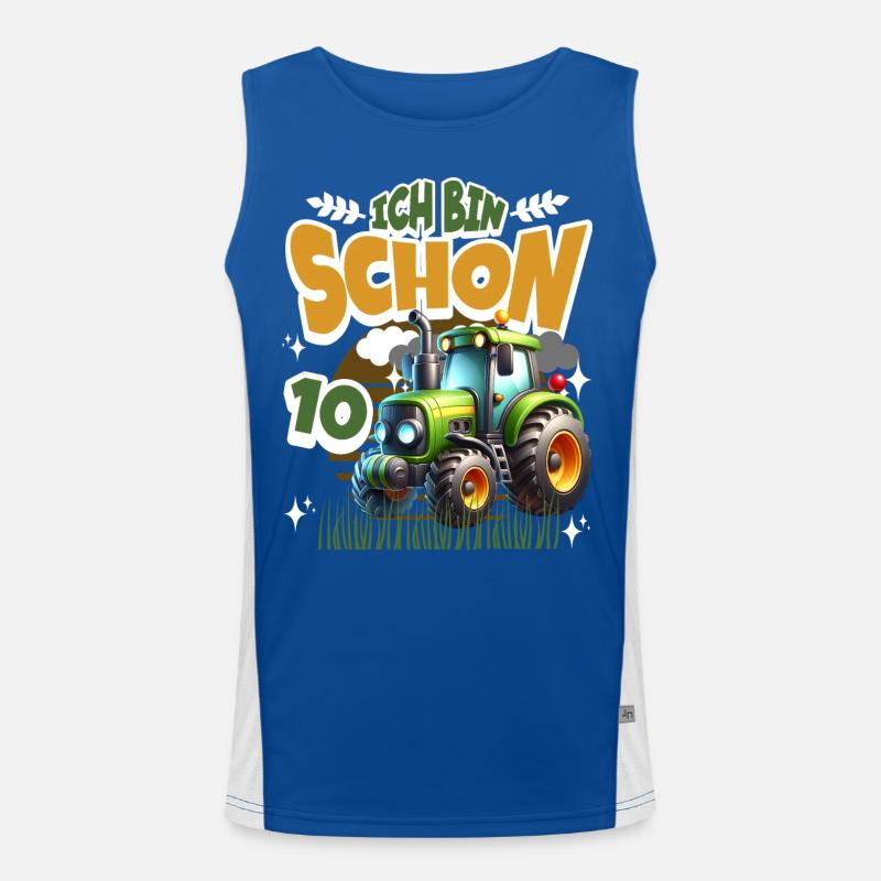 Traktor 10. Geburtstag Kindergeburtstag Funktionelles Kontrast-Tank Top für Männer 