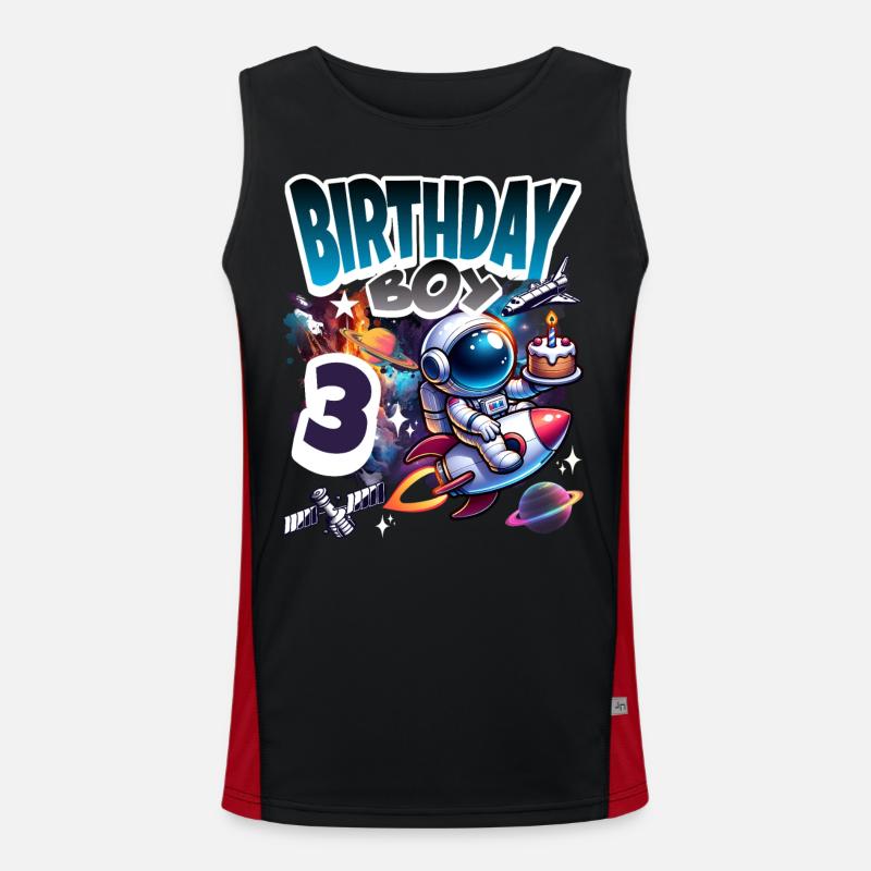 Astronaut 3rd Birthday Space - Men's Functional Contrast Tank Top  - black/red