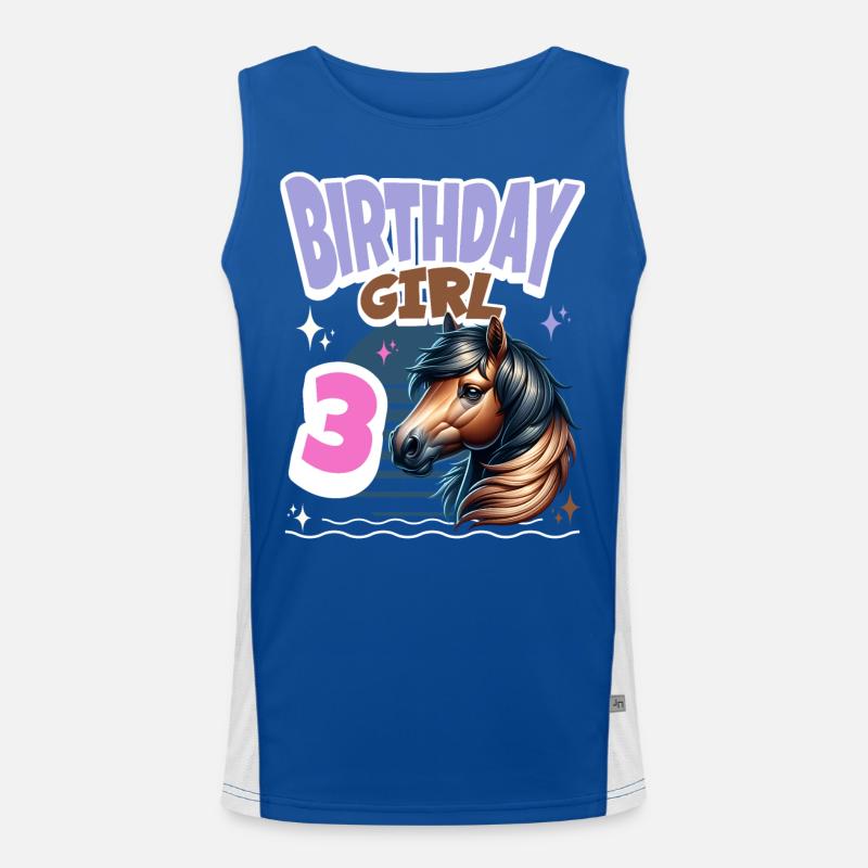Pferd 3. Geburtstag Mädchen Kinder Funktionelles Kontrast-Tank Top für Männer 